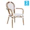 Flash Furniture Lourdes Thonet French Bistro Stacking Chair w/Arms, White/Gray PE Rattan/Bamboo Alum Frame, 2PK 2-SDA-AD642002A-WHGY-NAT-GG - alternate 3